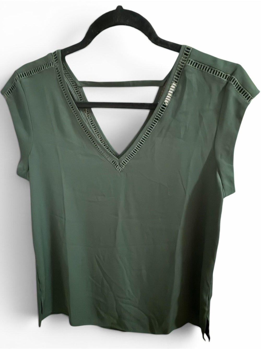 Olive Green Women's V-Neck Top